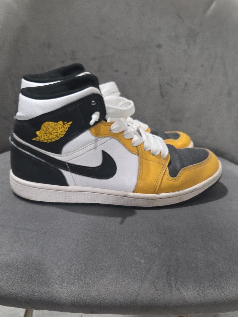 Nike Air Jordan 1 Mid Sneakers - Yellow, Black, White